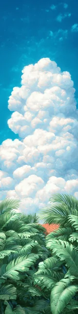 Free printable abstract cloud art bookmark featuring a jungle scene with abstract clouds